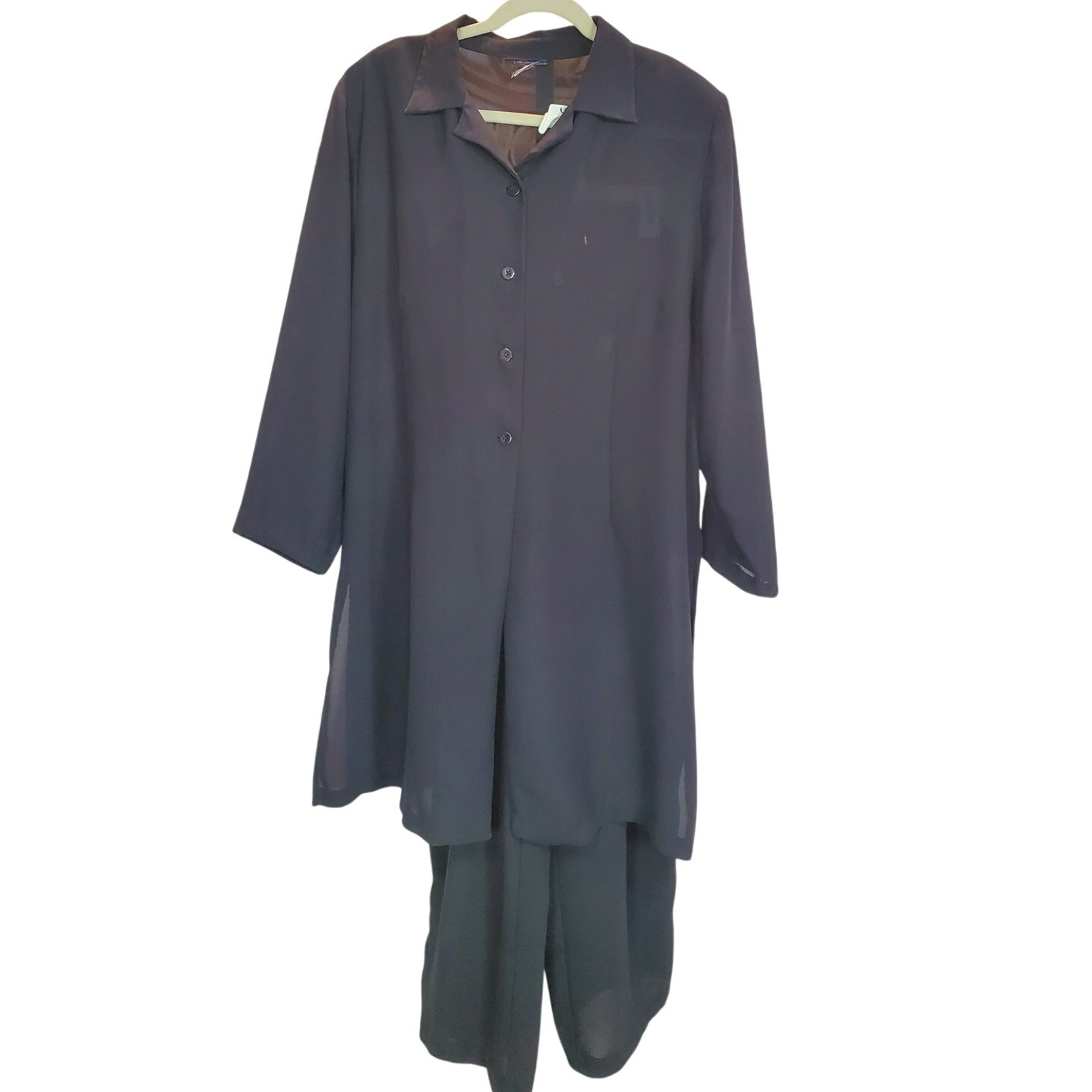 Vintage Venezia Black Button Down Pant Set Size 14